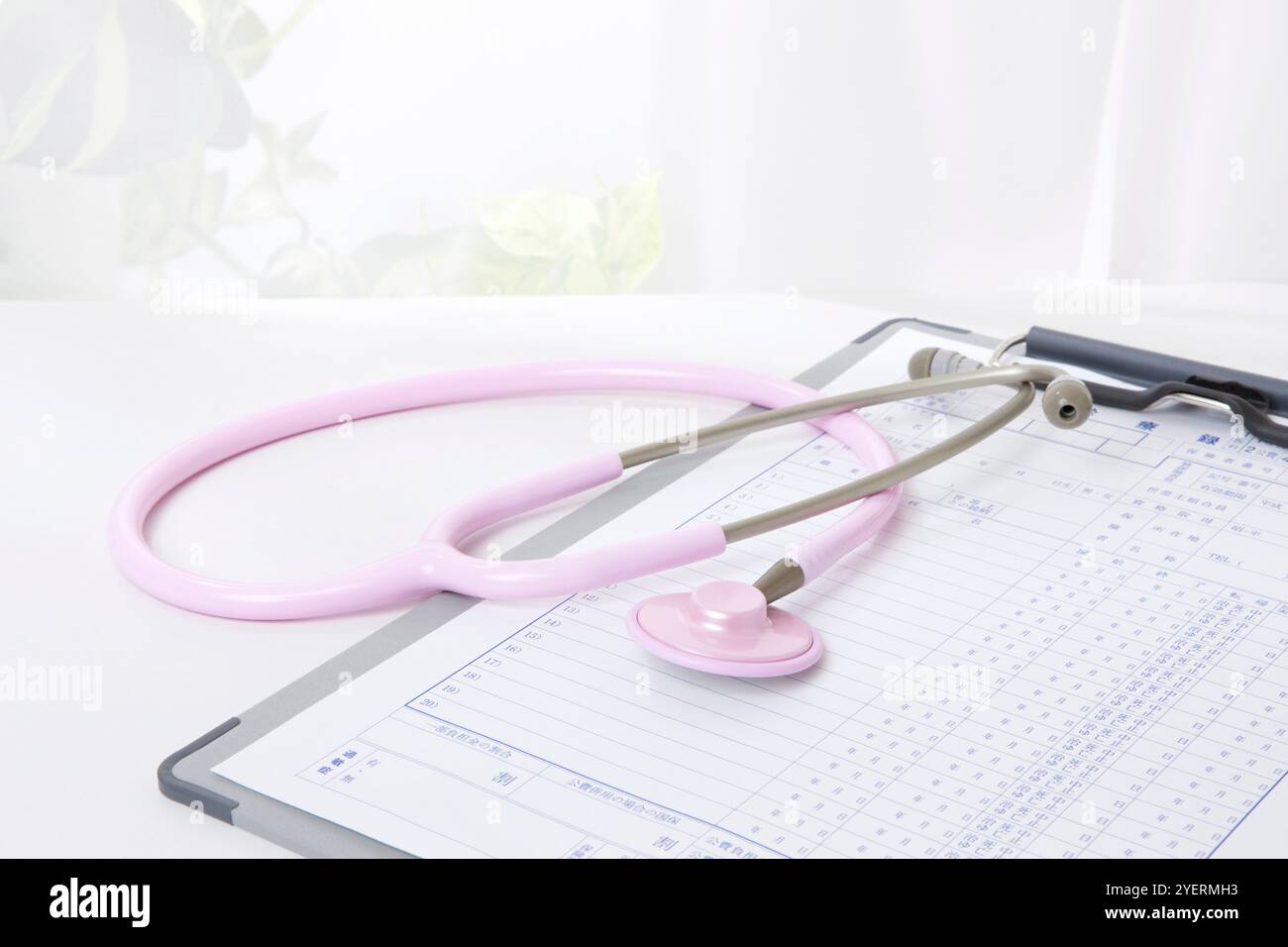 Stetoscopio e cartelle cliniche Foto Stock