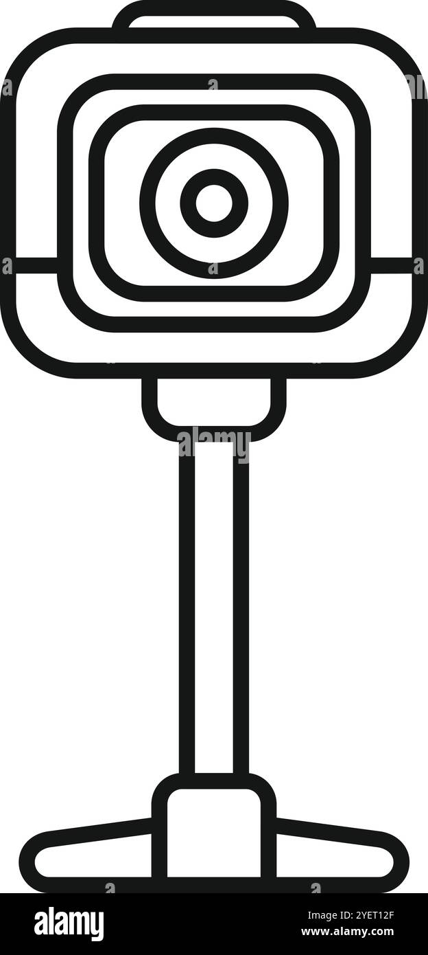 Action camera montata in modo sicuro su un monopiede, pronta a catturare momenti emozionanti durante gli sport estremi Illustrazione Vettoriale