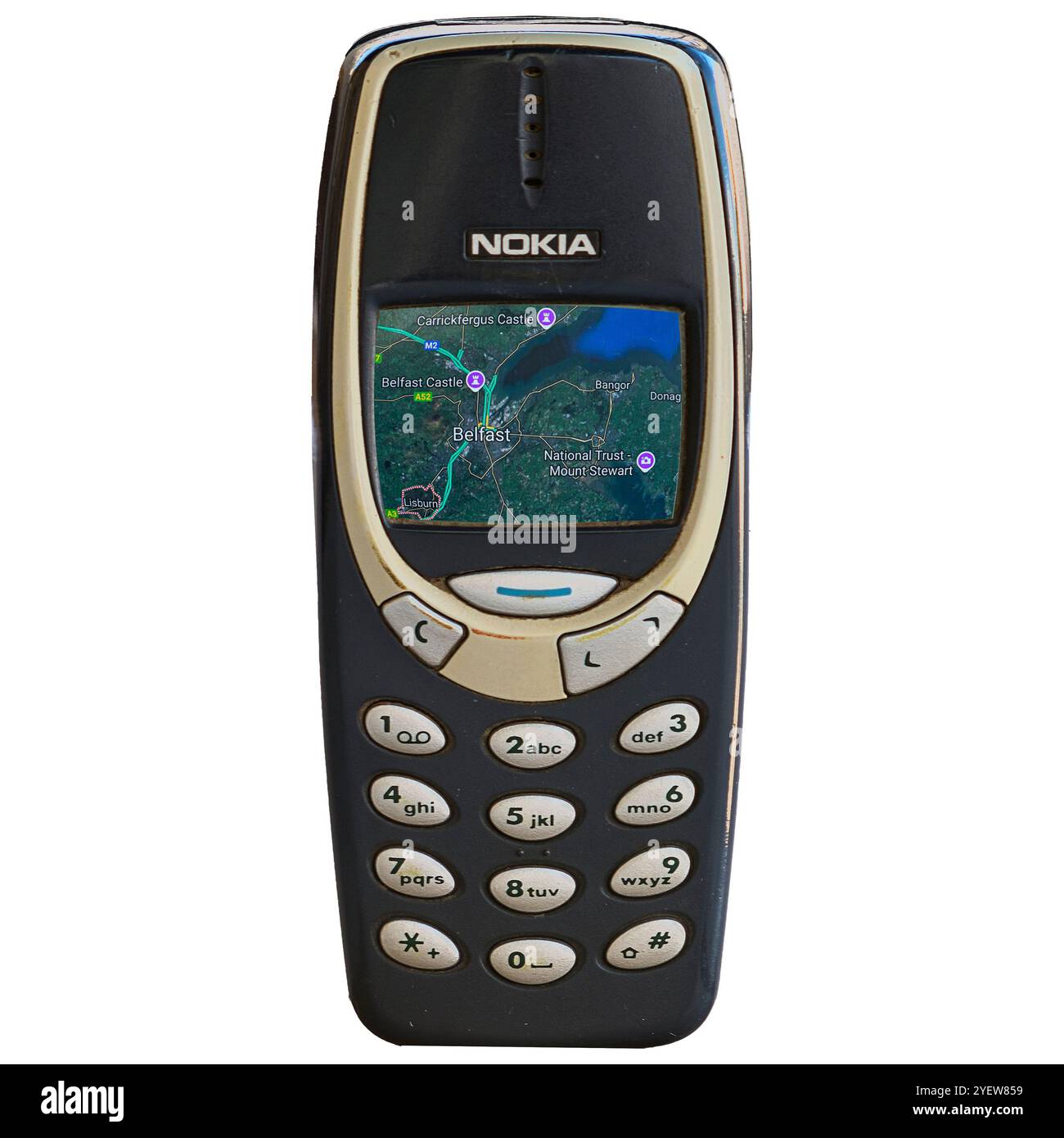 Modugno, Italia - 20 agosto 2024: Vecchio NOKIA 3310. Vecchio cellulare, NOKIA 2600 Foto Stock