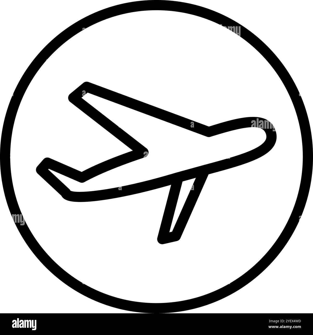 Icona dell'aereo in stile contorno. Trasporto aereo decollo passeggeri. Simbolo dell'aereo, aereo passeggeri, aereo semplice design della linea. Vect Illustrazione Vettoriale