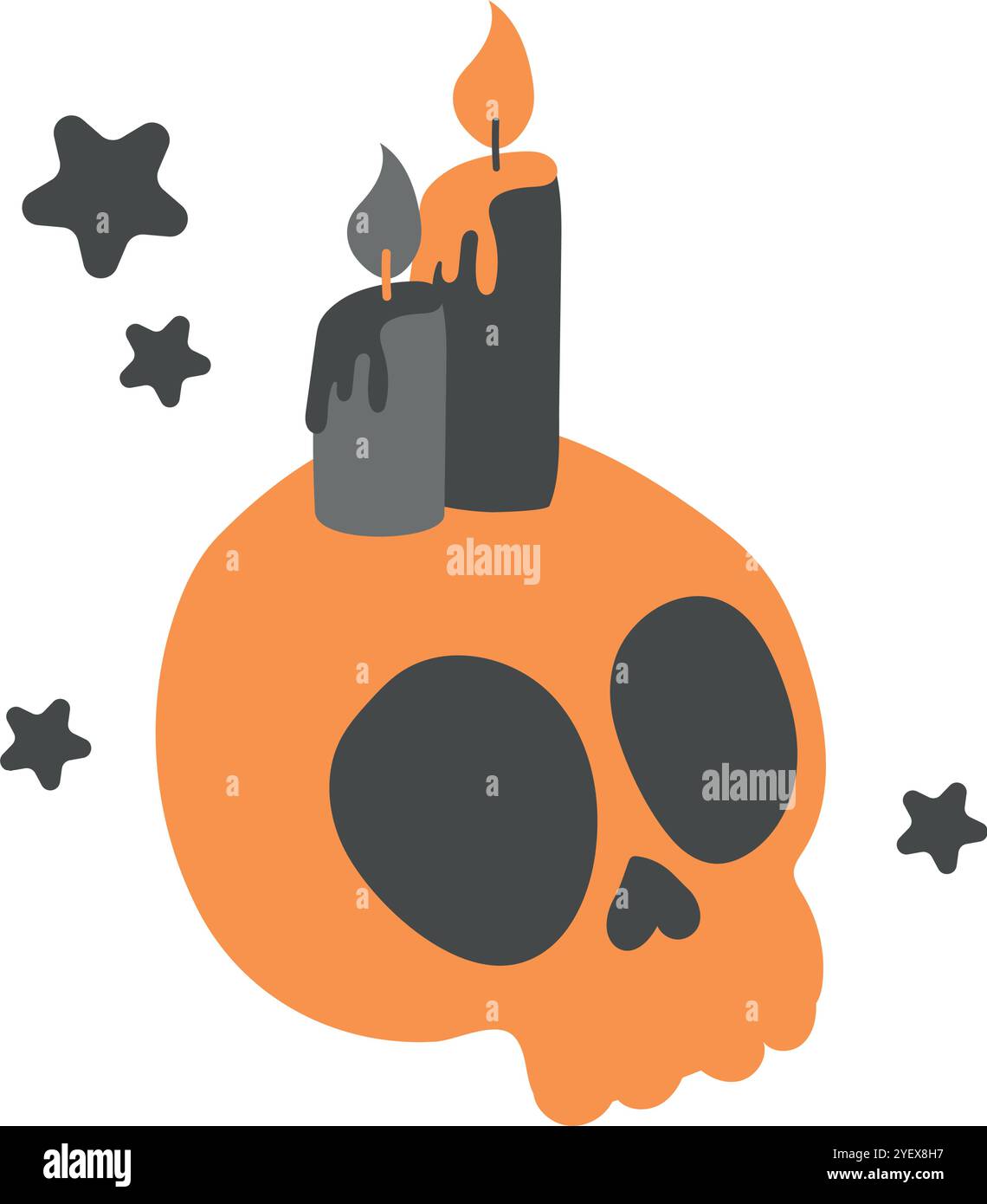 Teschio di Halloween con candele e stelle Vector Illustrazione Vettoriale