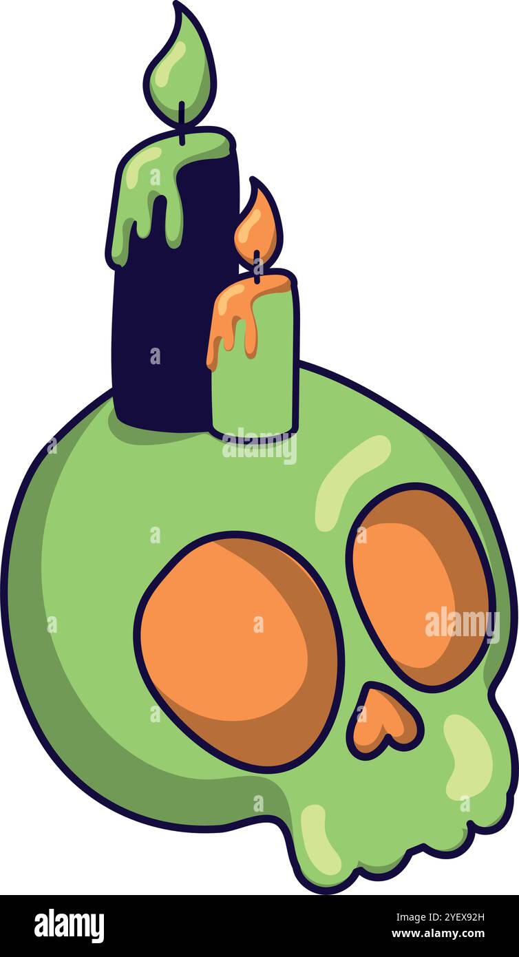 Teschio di Halloween con Candles Vector Illustrazione Vettoriale