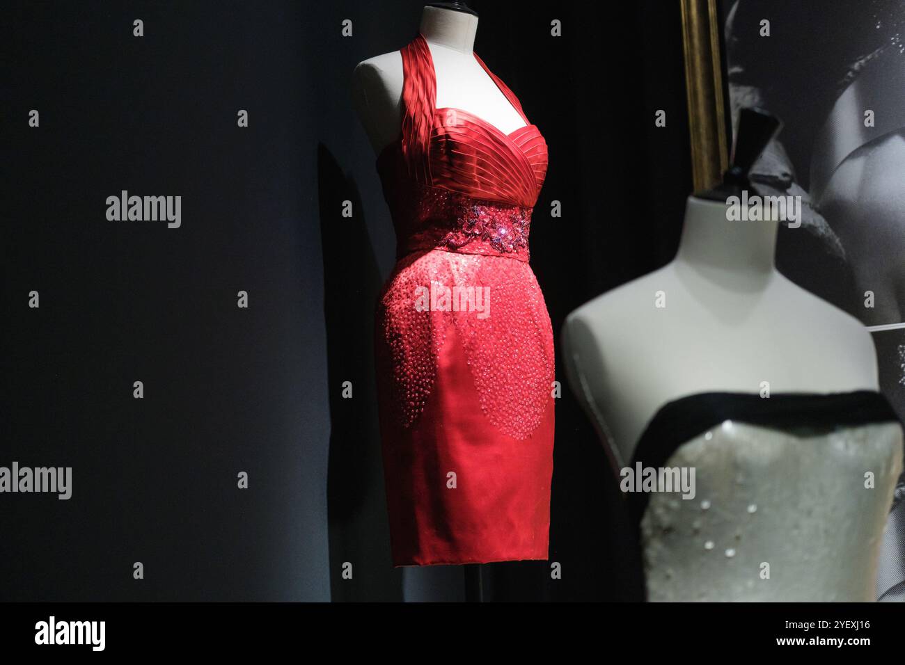 Abiti disegnati dal couturier e designer Lorenzo Caprile in occasione dell'inaugurazione della mostra Caprile Lorenzo, presso la sala Canal de Isabel II, su No Foto Stock