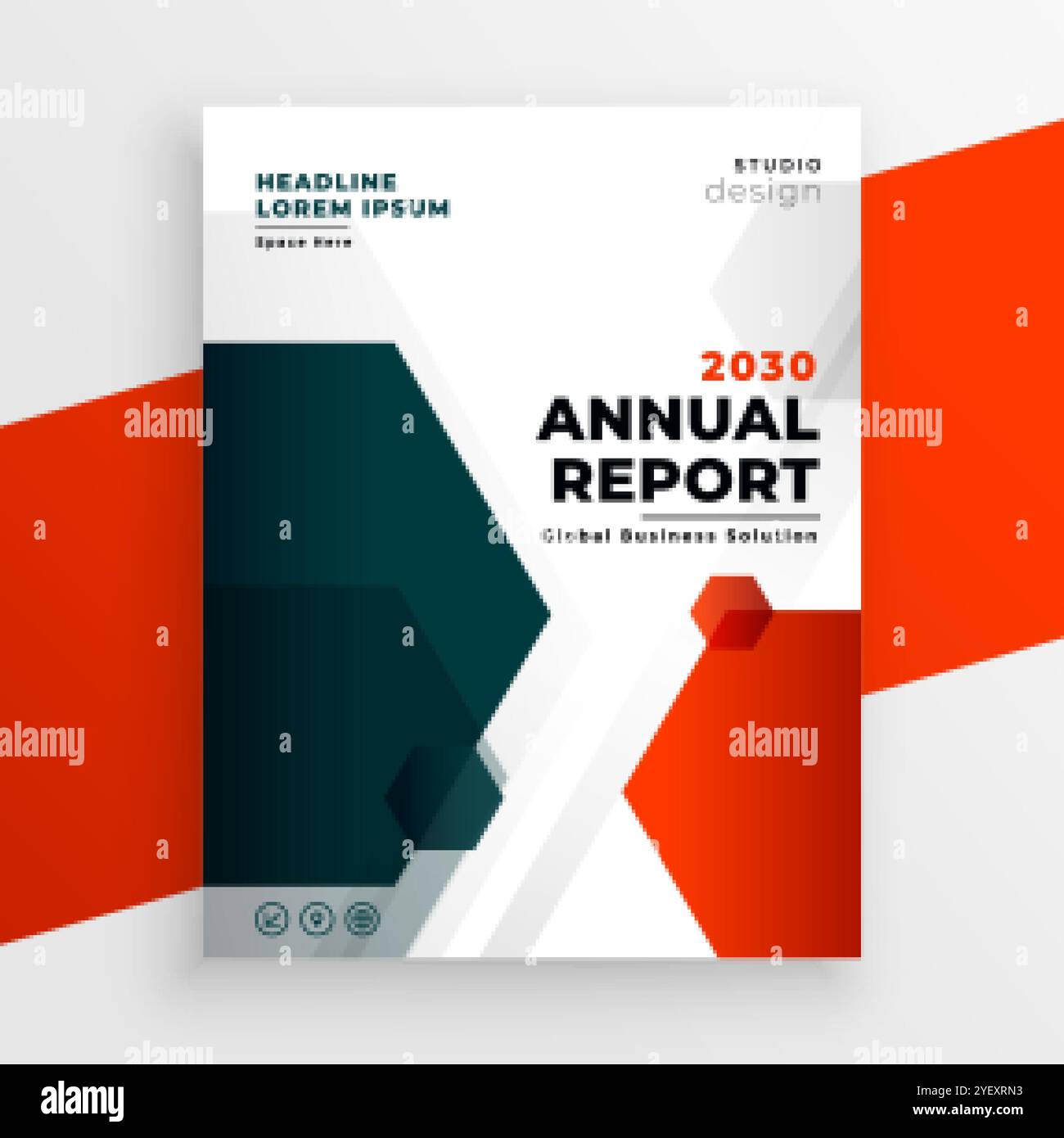 modello aziendale rosso progetto di volantino del rapporto annuale Illustrazione Vettoriale