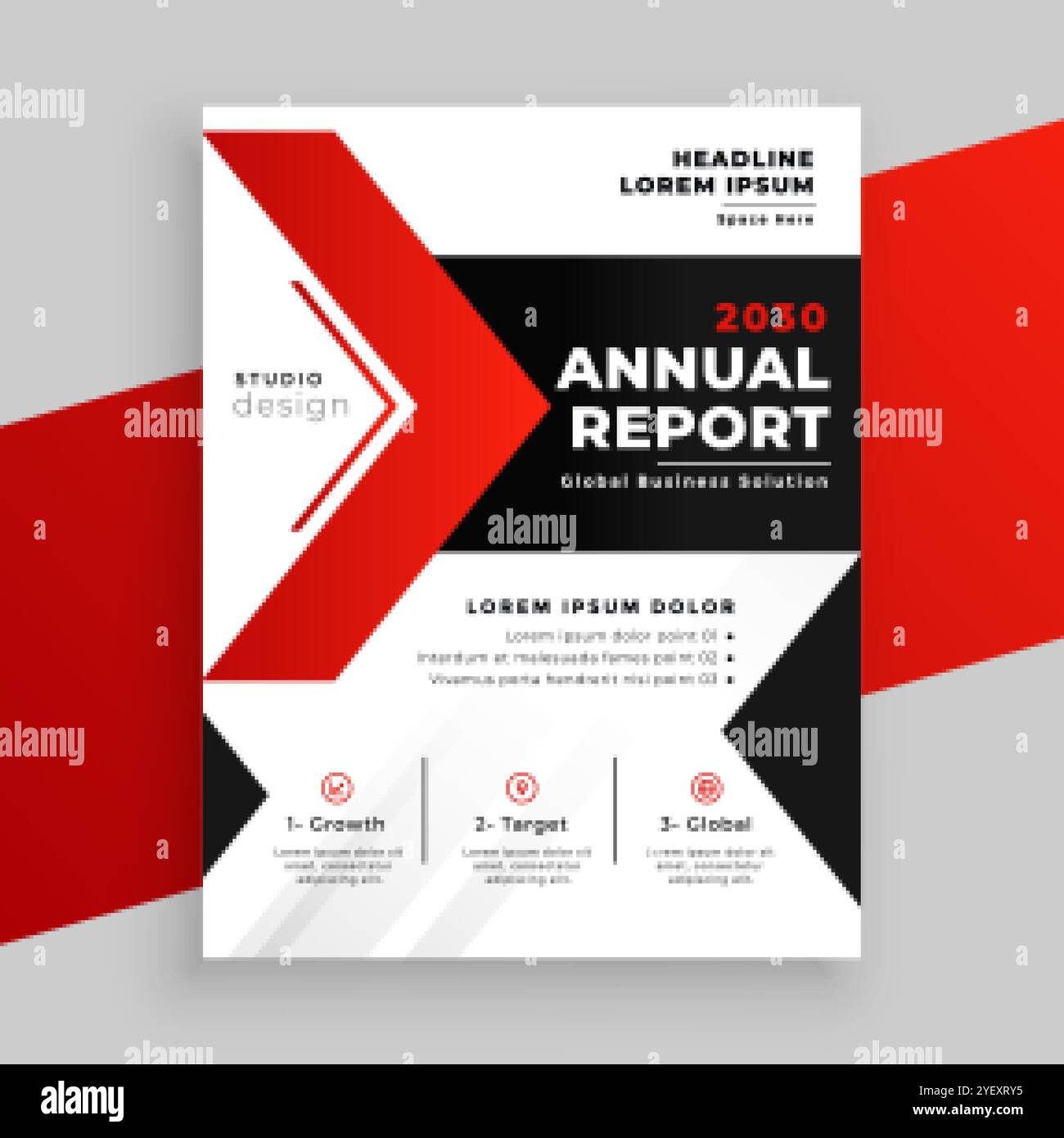 moderno tema rosso rapporto annuale modello di business Illustrazione Vettoriale