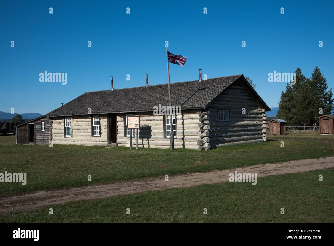 Fort Steele, nella regione di Kootenay orientale della Columbia Britannica in Canada, è una caserma della polizia a cavallo nordoccidentale del 1887 nella provincia canadese Britis Foto Stock