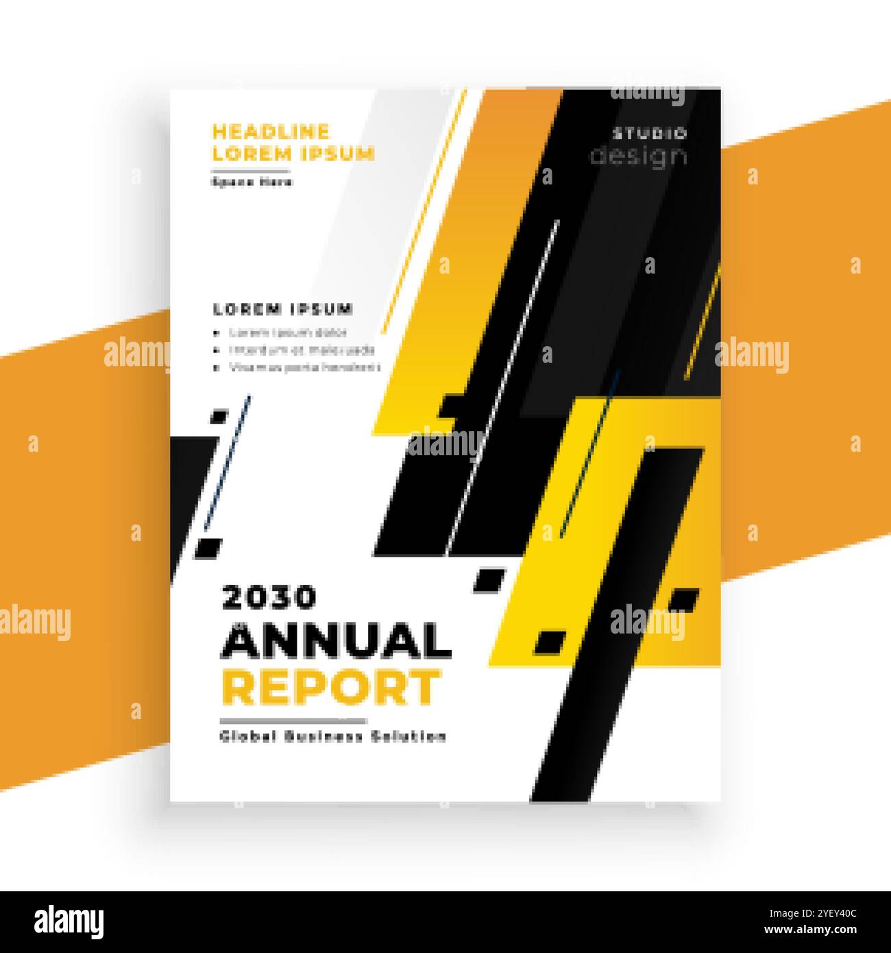 modello di design elegante giallo per la brochure annuale del report aziendale Illustrazione Vettoriale