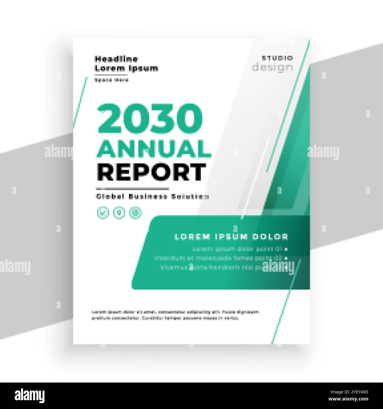 turchese color business rapporto annuale brochure modello di progettazione Illustrazione Vettoriale