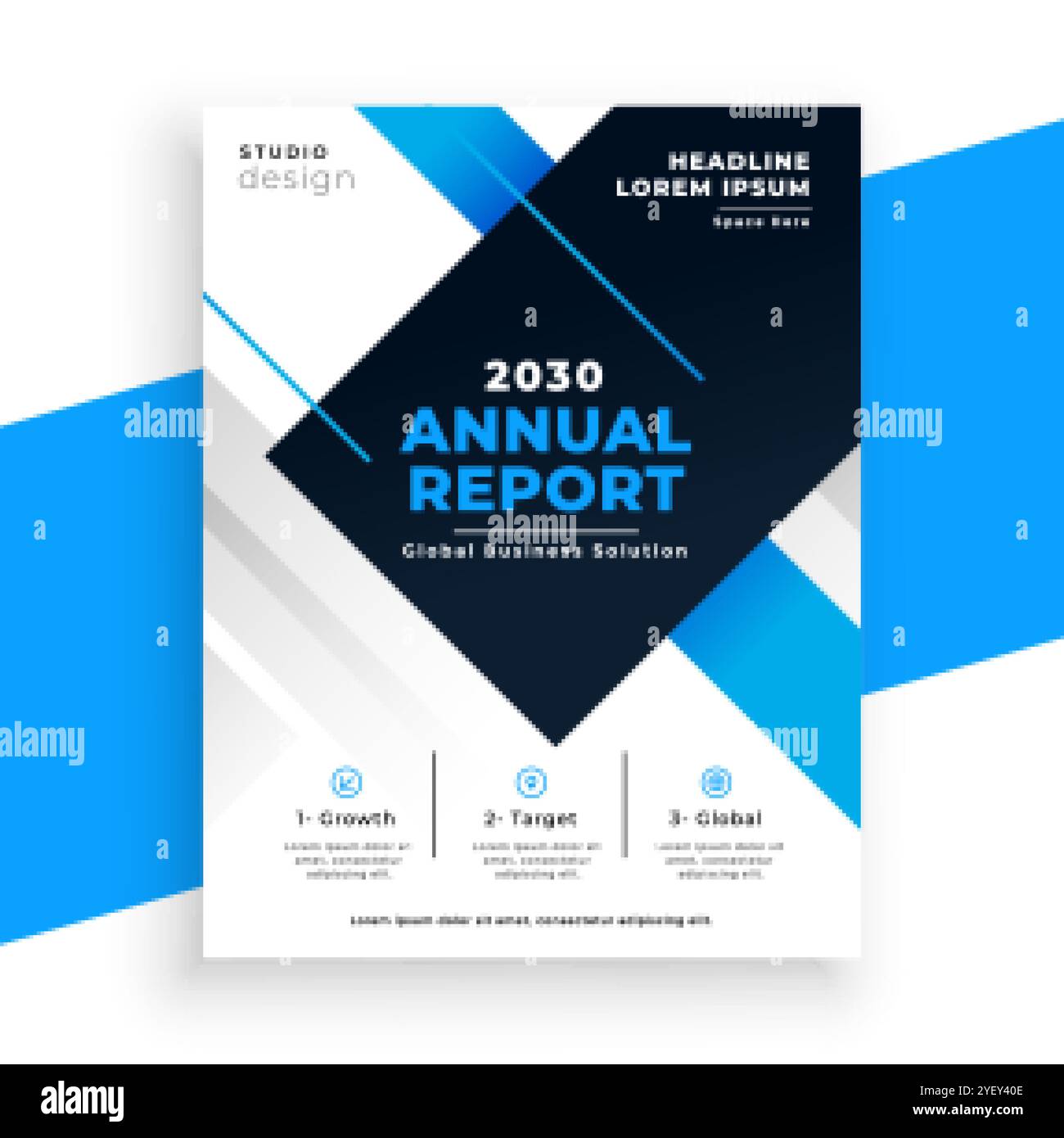 modello di progettazione di brochure per report annuali abstract blue Illustrazione Vettoriale