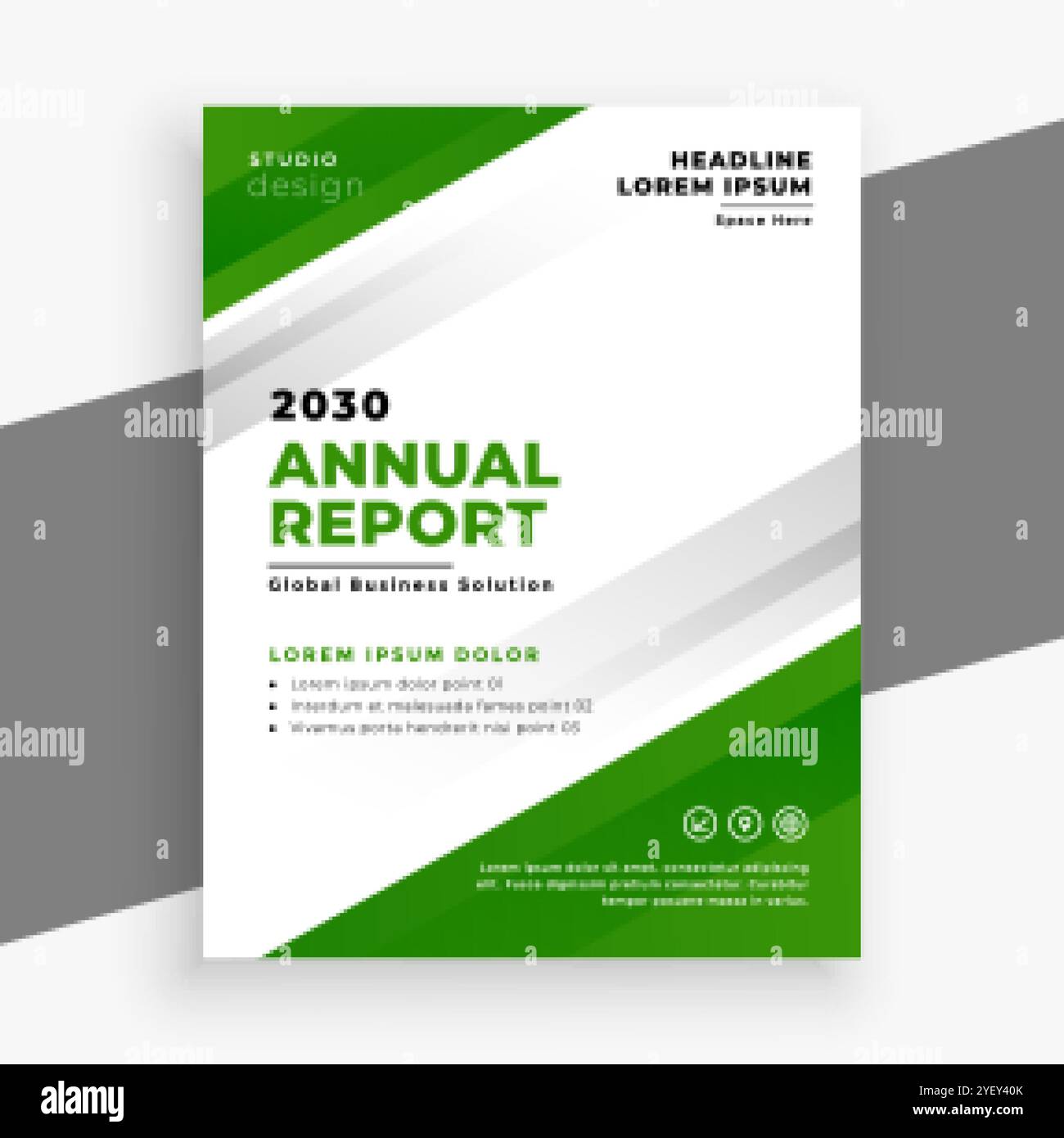 progettazione di modelli di brochure aziendali per report annuali verdi Illustrazione Vettoriale