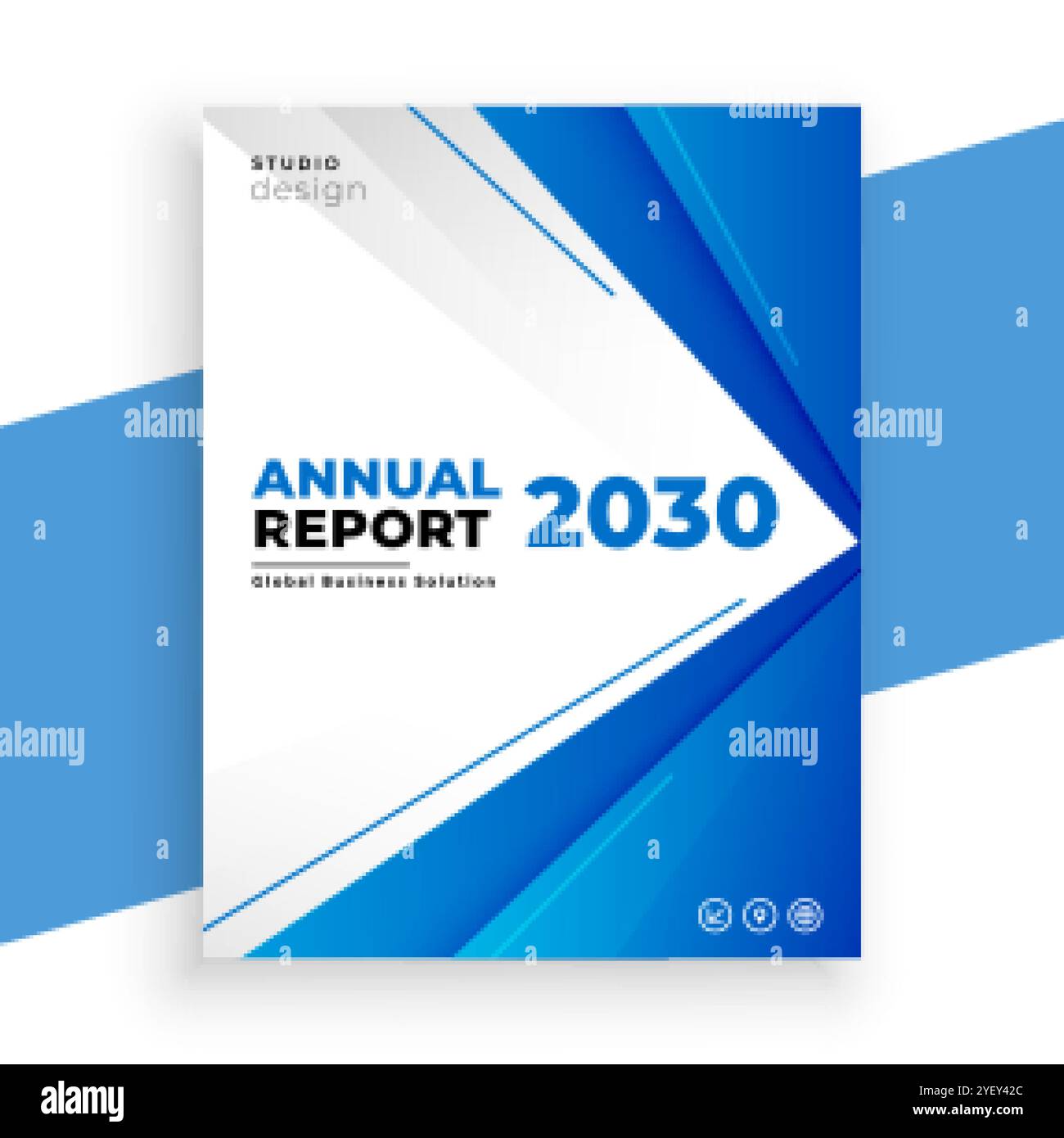 design geometrico blu del modello di brochure annuale del report aziendale Illustrazione Vettoriale