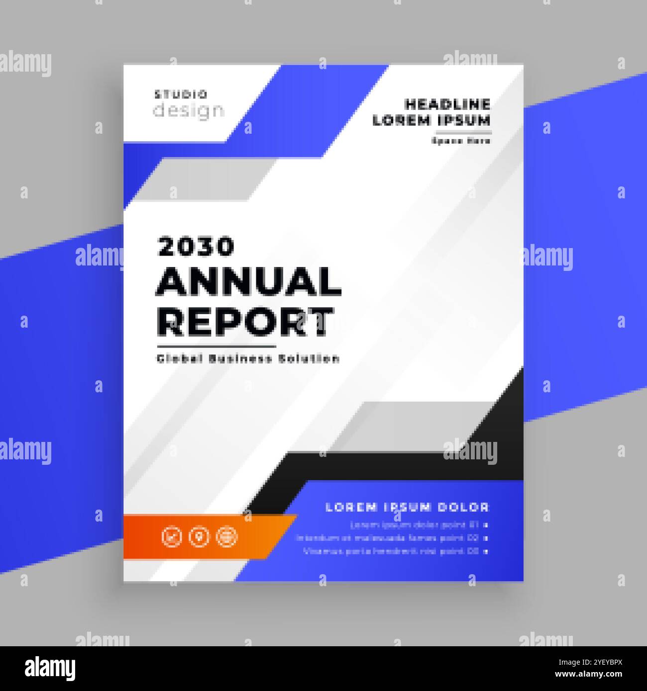 report annuale design di modelli di brochure blu business Illustrazione Vettoriale