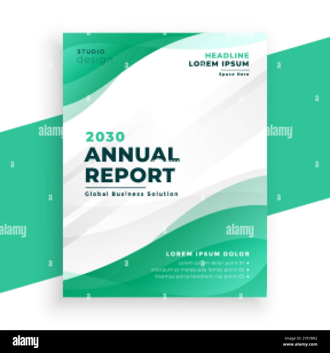 modello di brochure di relazione annuale aziendale a colori turchesi Illustrazione Vettoriale