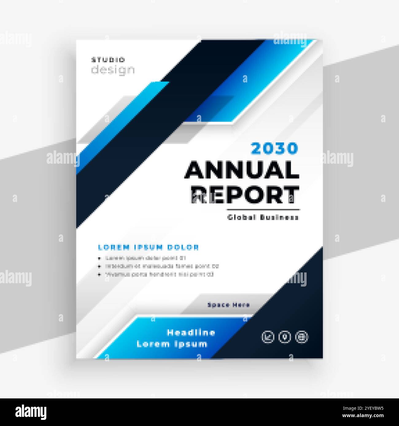elegante report annuale blu business brochure modello di progettazione Illustrazione Vettoriale