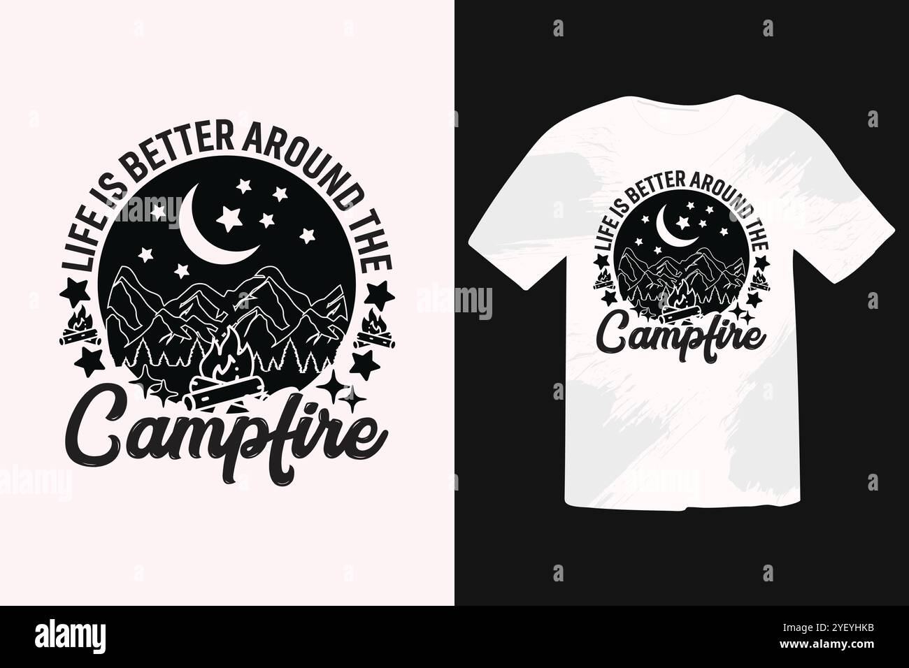 T-shirt estiva da campeggio Illustrazione Vettoriale