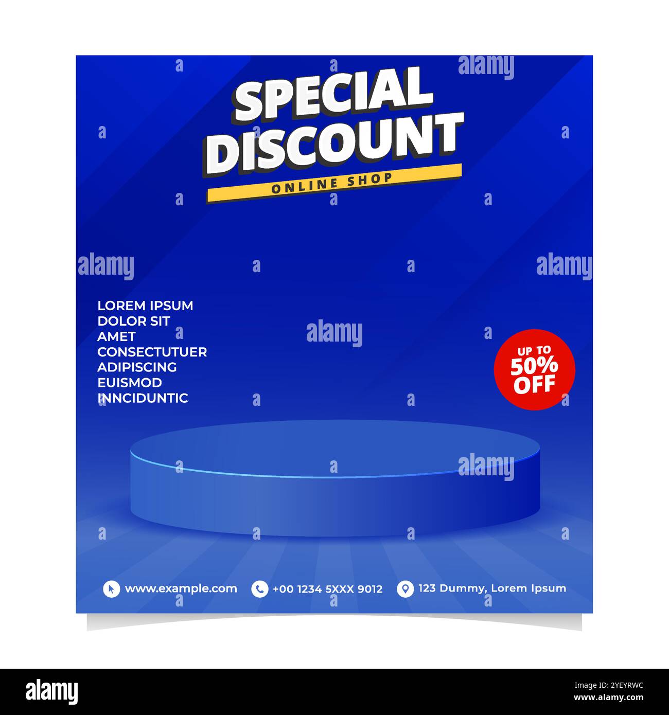 Sconti colorati podio, sconti speciali post sui social media Illustrazione Vettoriale