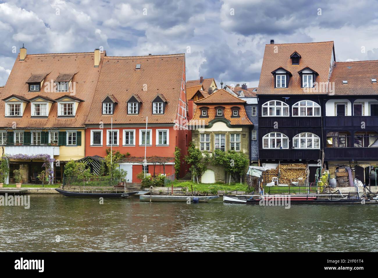 L'ex distretto dei pescatori nella città dell'Isola di Bamberga è conosciuto con il nome di Little Venice, Germania, Europa Foto Stock