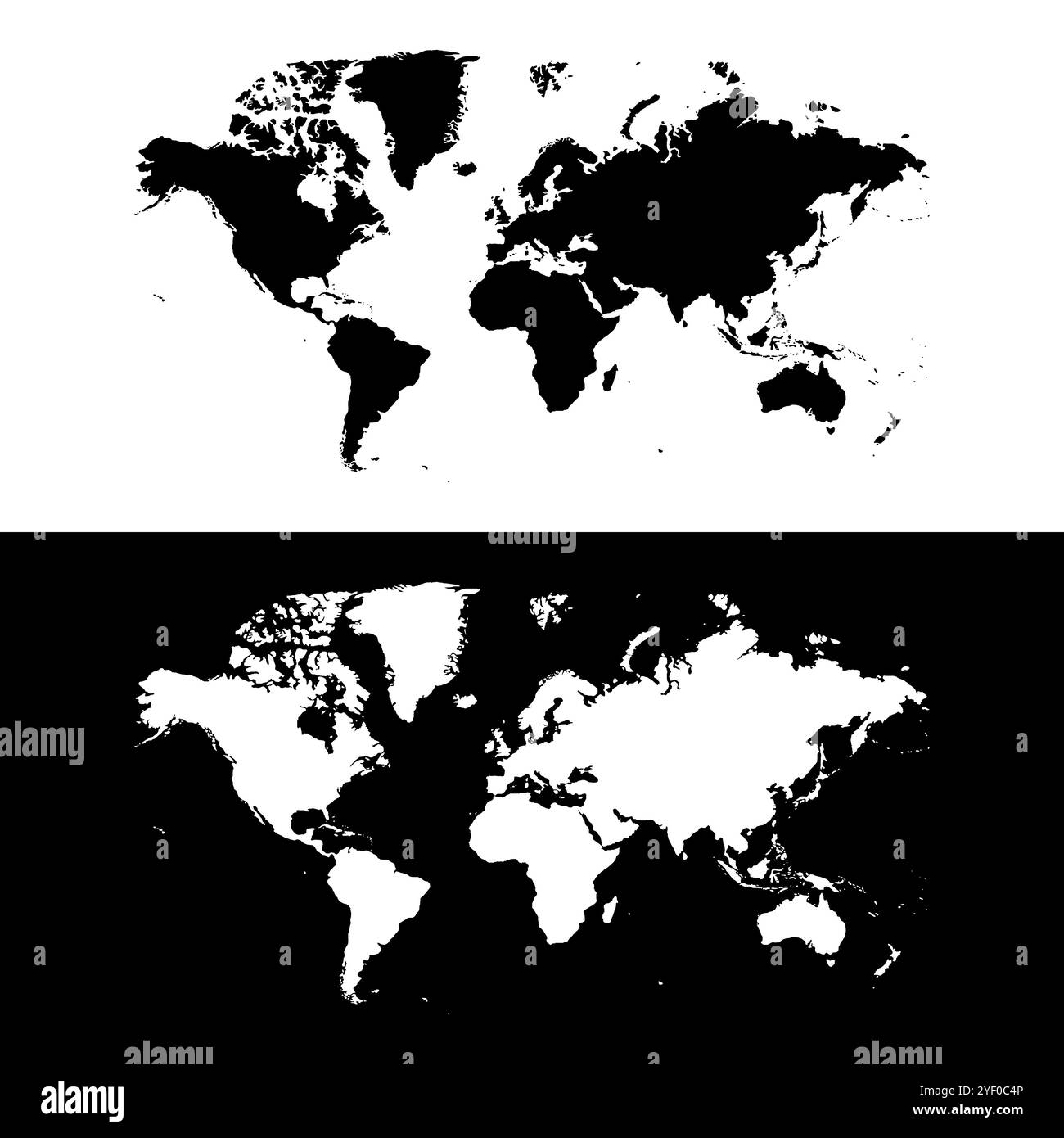 Sagoma della mappa del mondo. Concetto bianco e nero. illustrazione vettoriale. Illustrazione Vettoriale