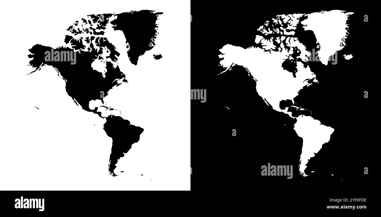 Sagoma della mappa del continente americano. Concetto bianco e nero. illustrazione vettoriale. Illustrazione Vettoriale