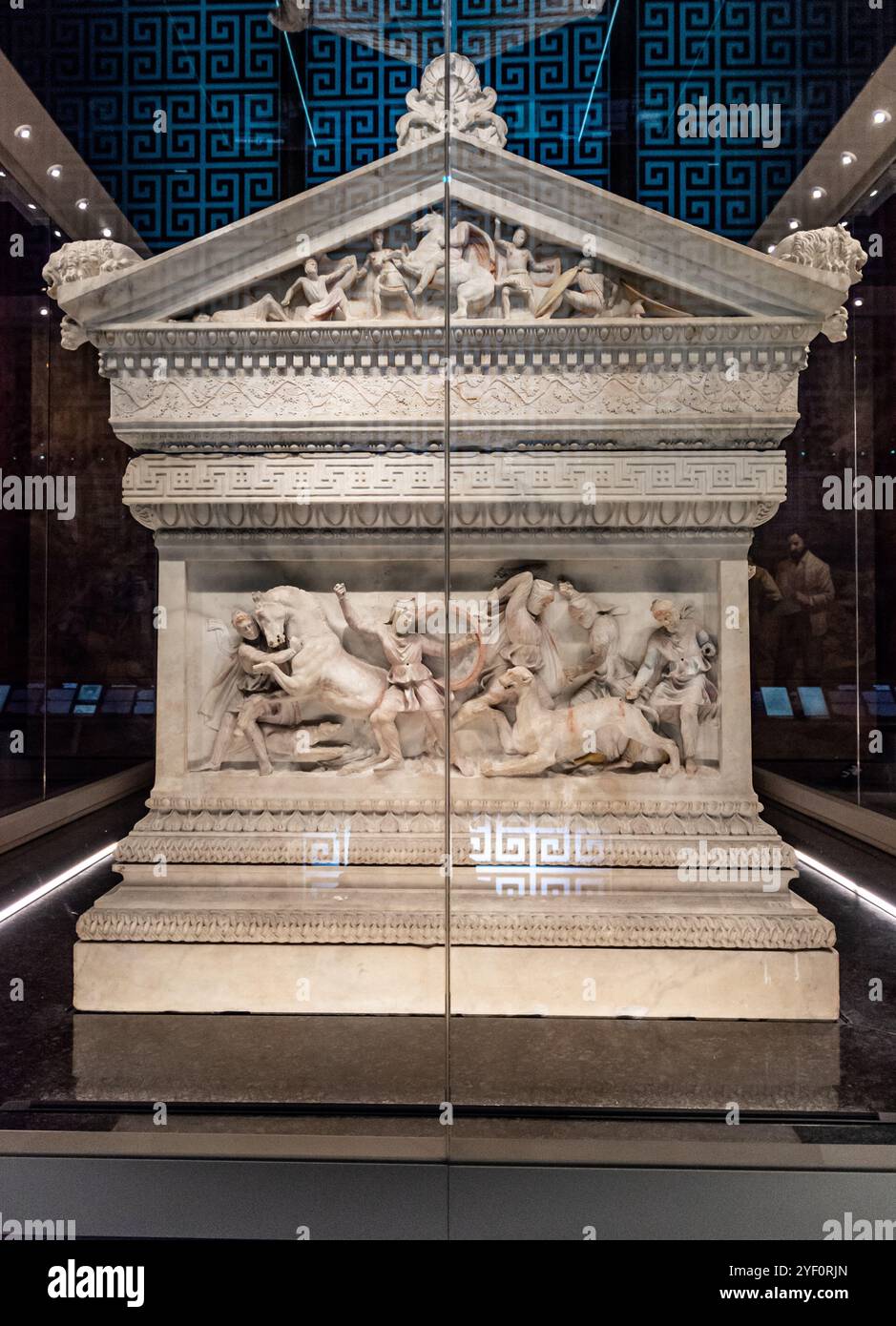 Sarcofago di Alessandro Magno al Museo Archeologico di Istanbul a Istanbul, Turchia. Foto Stock