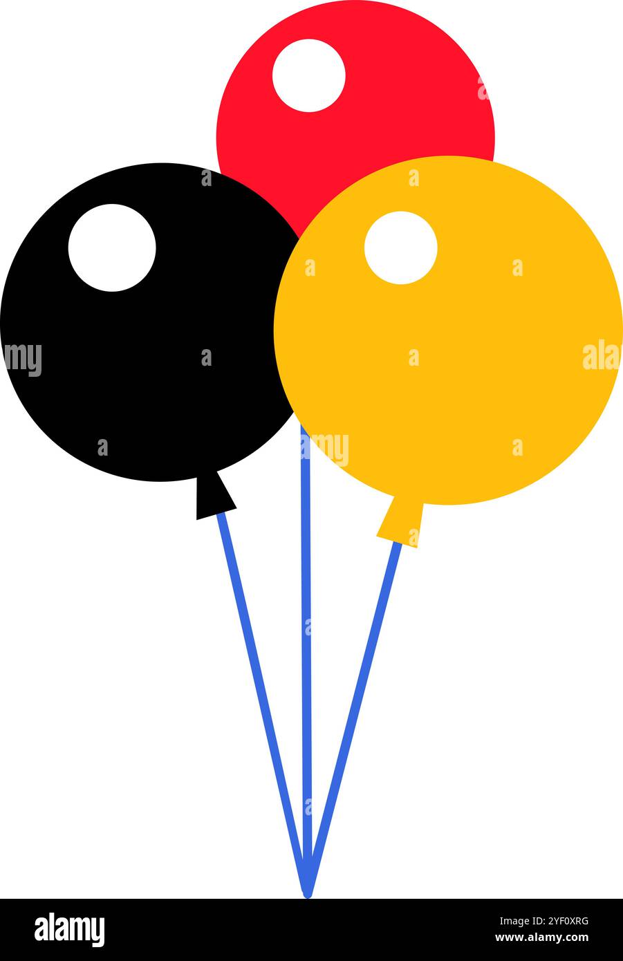 Una vivace illustrazione vettoriale di un mucchio di palloncini in colori della bandiera tedesca in stile cartone animato. L'orgoglio nazionale della Germania attraverso il suo audace e patrio Illustrazione Vettoriale