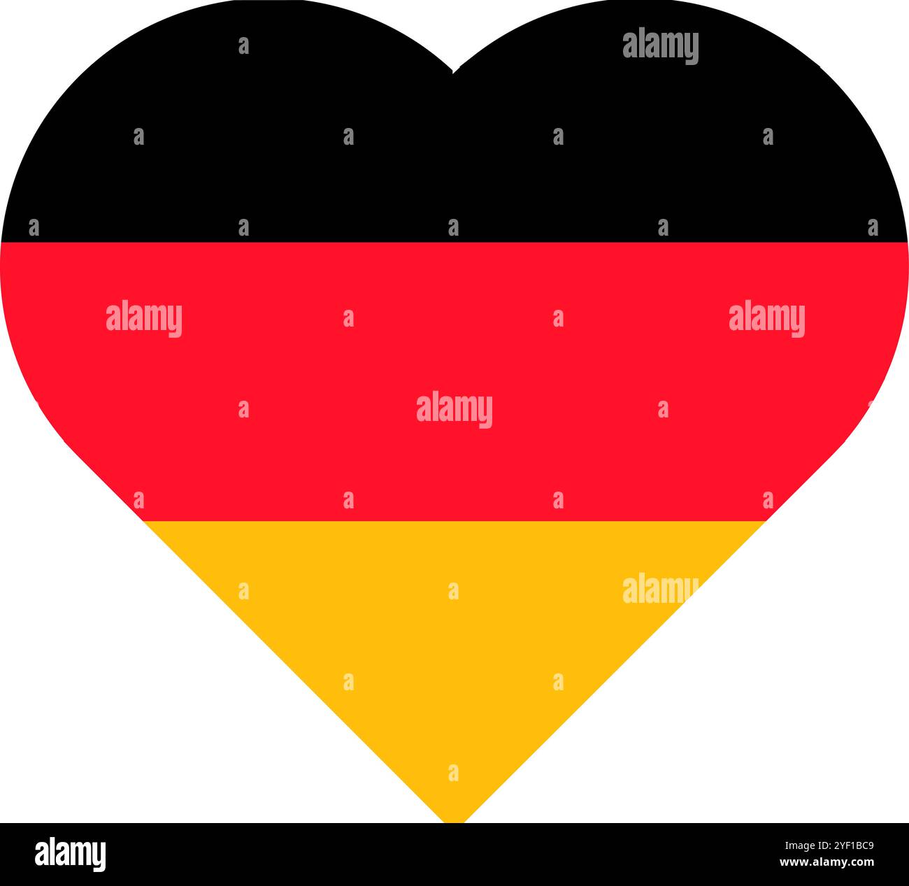 Una vivace illustrazione vettoriale di un elemento a forma di cuore nei colori della bandiera tedesca in stile cartone animato. L'orgoglio nazionale della Germania attraverso la sua audacia e la sua pacatezza Illustrazione Vettoriale