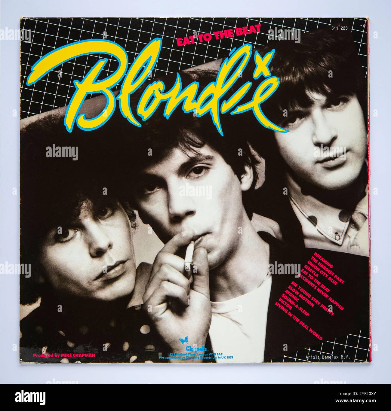 Back cover di Eat to the Beat, il quarto album in studio dei Blondie, pubblicato nel 1979 Foto Stock