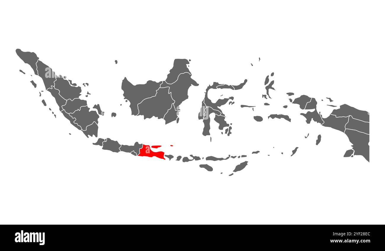 Indonesia forma mappa Java orientale dettagliata, icona di concetto del nastro piatto simbolo illustrazione vettoriale . Illustrazione Vettoriale