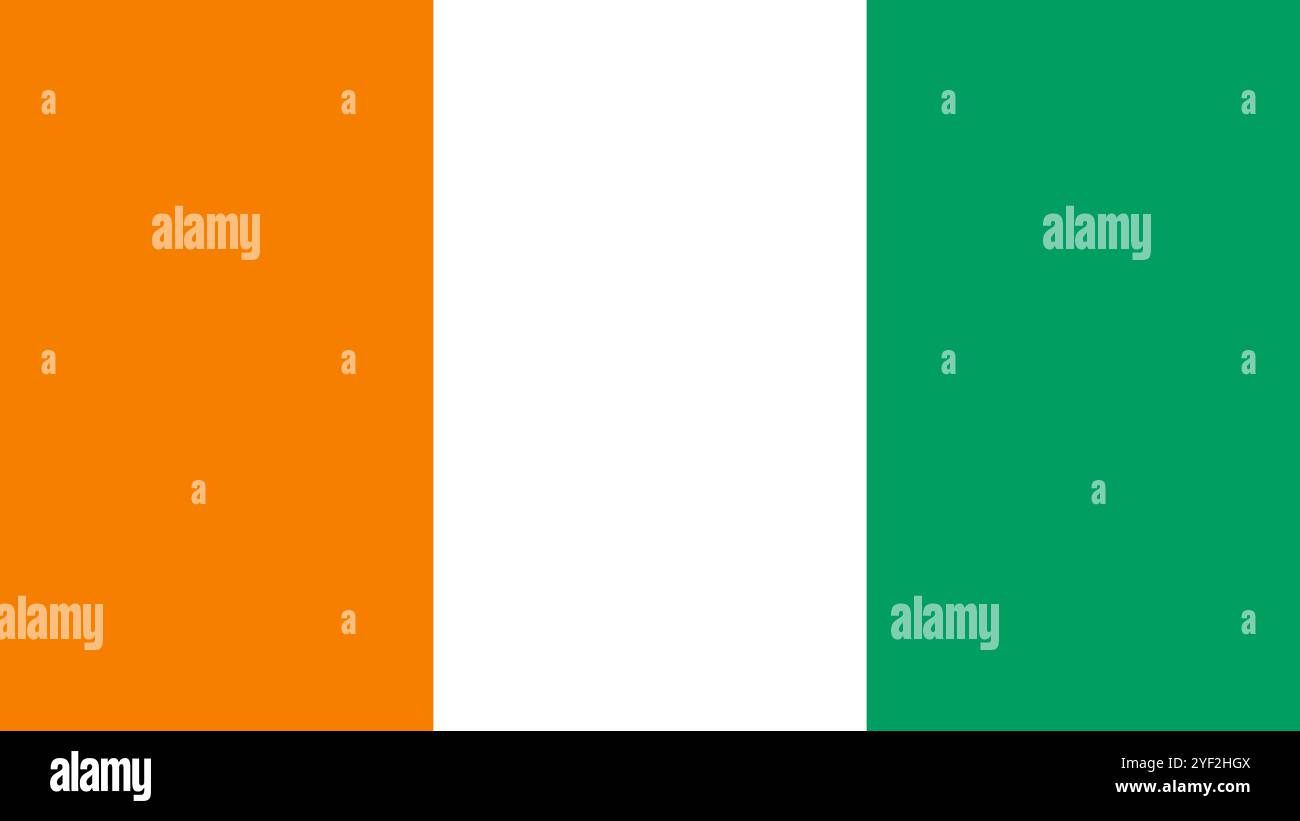 Bandiera della Costa d'Avorio, formato 16:9, bandiera della Costa d'Avorio, immagini vettoriali Illustrazione Vettoriale