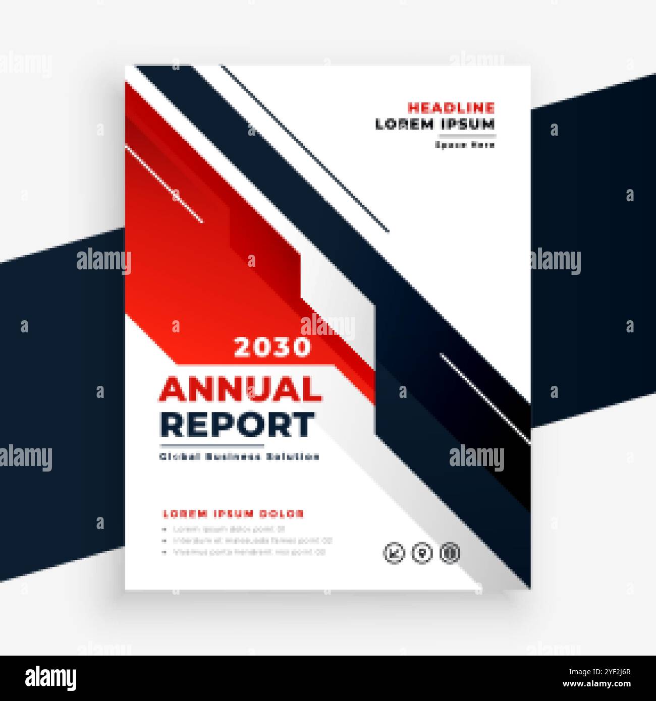 design geometrico del modello del volantino del rapporto annuale aziendale rosso Illustrazione Vettoriale