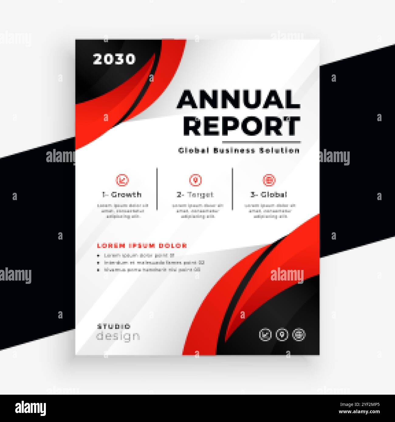 design elegante della brochure del report annuale red business Illustrazione Vettoriale