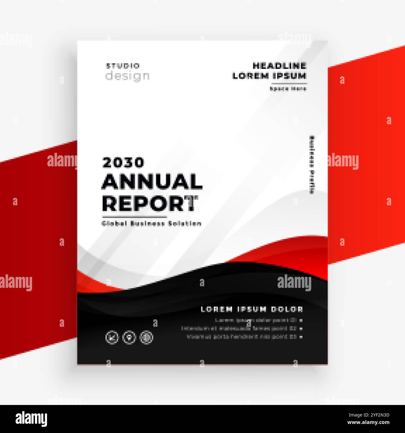 report annuale modello di progettazione dei volantini rossi moderni Illustrazione Vettoriale