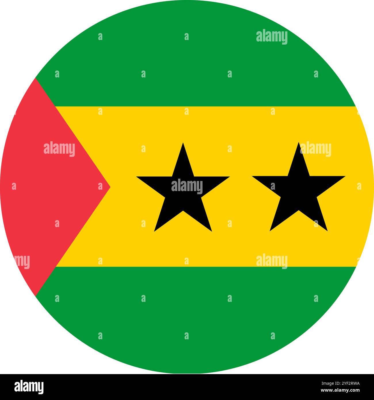São Tomé e Príncipe bandiera circolare, bandiera circolare di Sao Tomé e Principe, immagini vettoriali Illustrazione Vettoriale