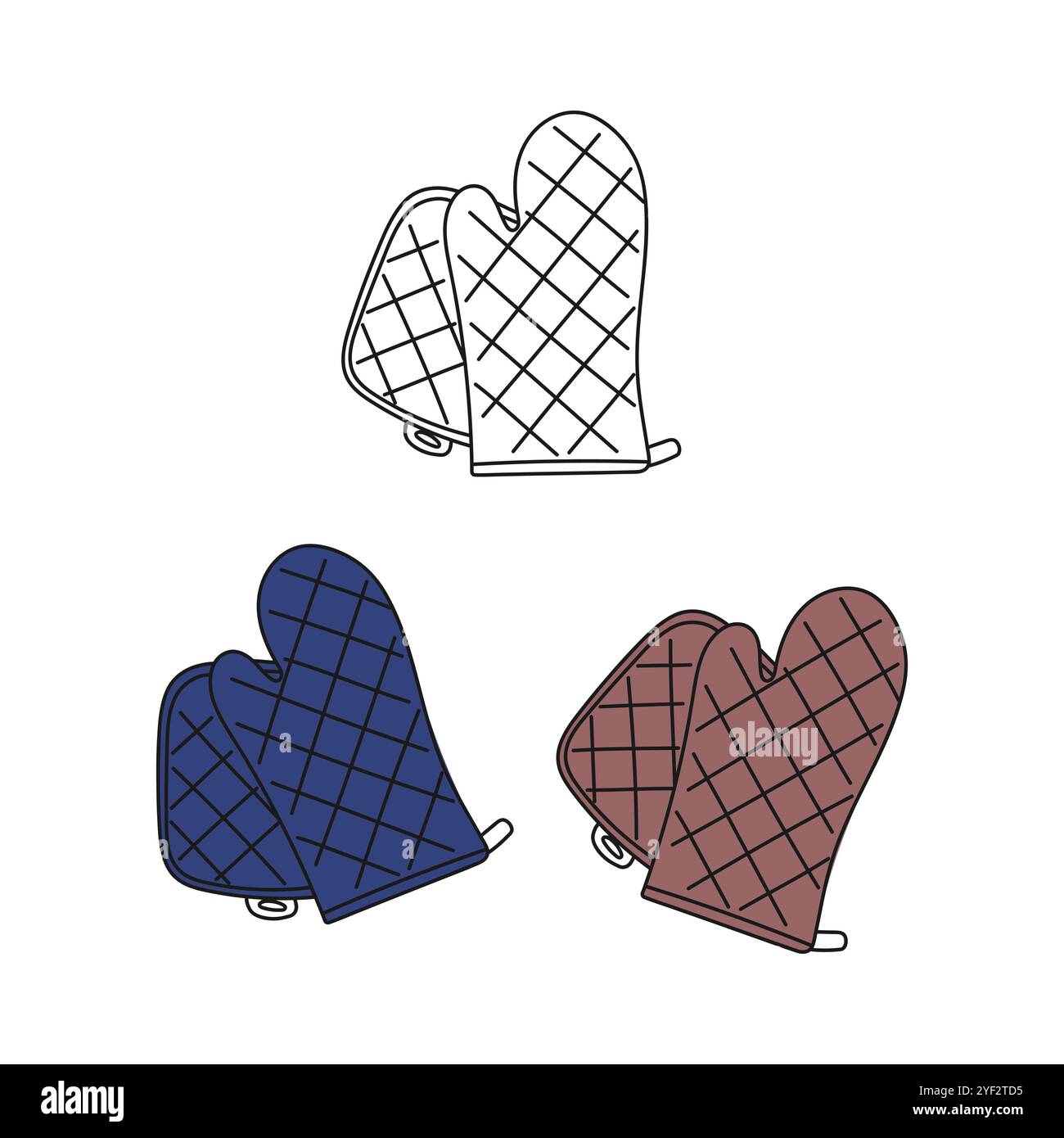 Guanto da forno. Portacialde protettivo dello chef. Guanto per cucinare il cibo. Accessori per la cucina. Disegno a mano, illustrazione vettoriale Doodle. Illustrazione Vettoriale