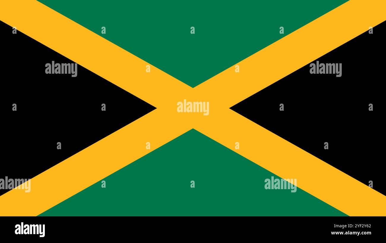 Flag of Jamaica, formato 16:9, Jamaica Flag, immagini vettoriali Illustrazione Vettoriale