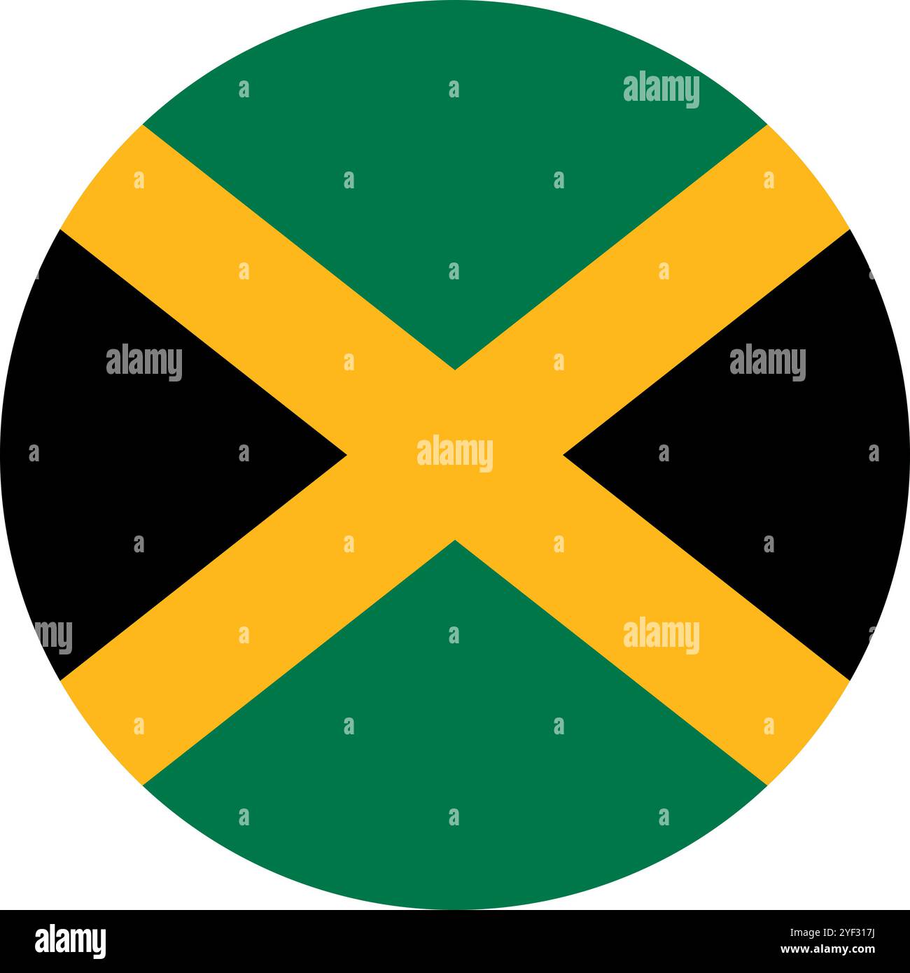 Circle Flag of Jamaica, Jamaica Circle Flag, immagini vettoriali Illustrazione Vettoriale