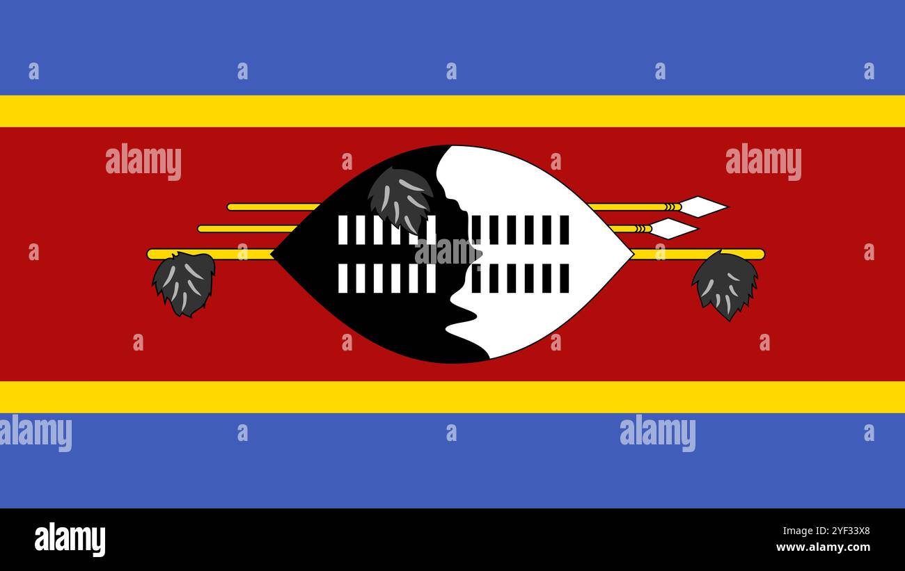 Flag of Eswatini, 16:9 Format, Eswatini Flag, Vector Images Illustrazione Vettoriale