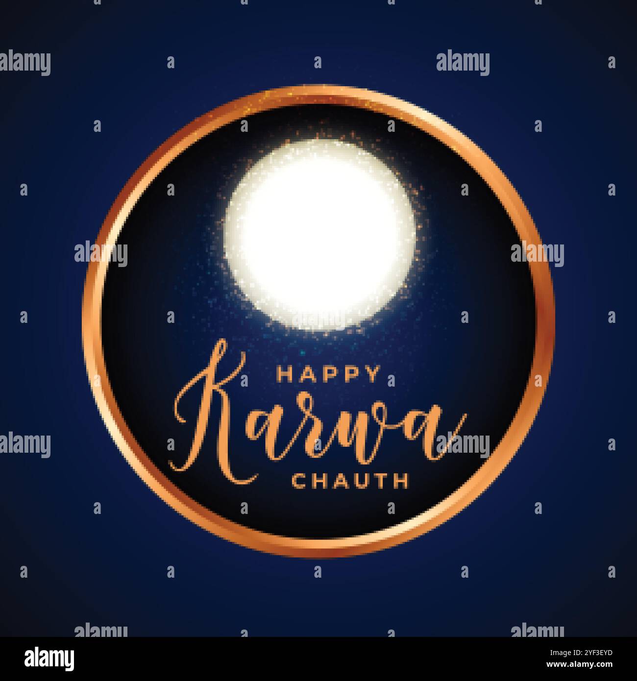 Felice carta karwa chauth con setaccio e vettore luna Illustrazione Vettoriale