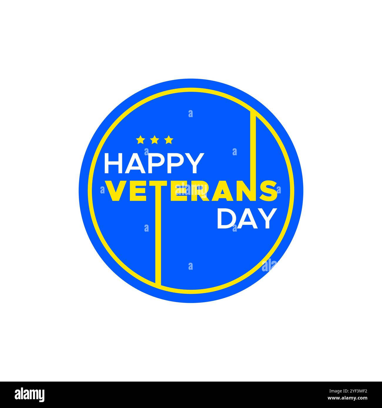 Happy Veterans Day testo tipografia cerchio rotondo Logo per la celebrazione Stati Uniti d'America Veteran Holiday . vettore isolato Illustrazione Vettoriale