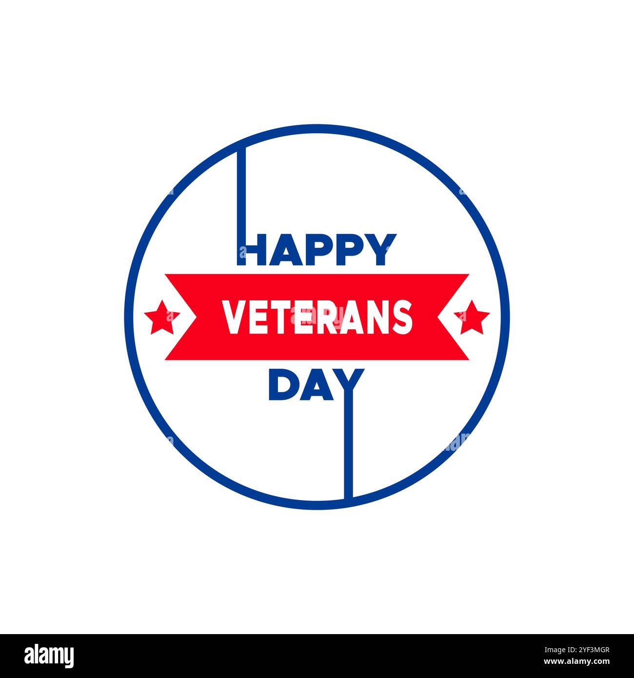Happy Veterans Day Typography Logo with Stars for Celebration festività dei veterani degli Stati Uniti d'America a novembre. isolato su bianco Illustrazione Vettoriale