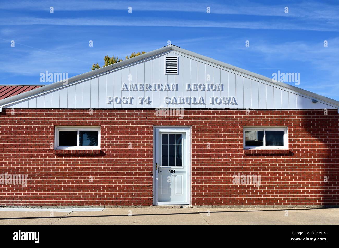 Sabula, Iowa, Stati Uniti. Una sala della Legione americana nella piccola comunità nel Midwest degli Stati Uniti. Foto Stock