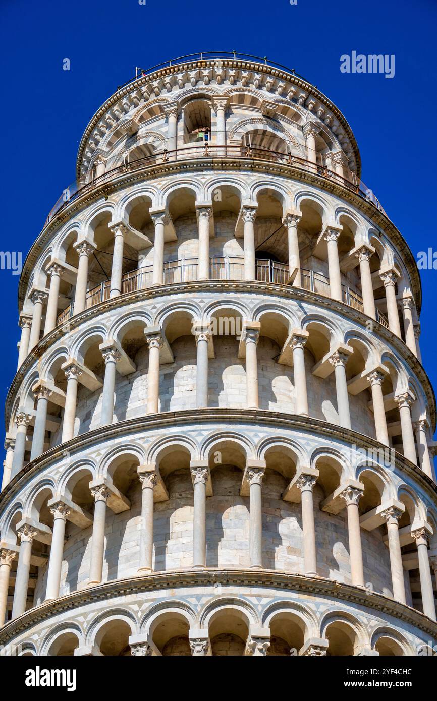 La Torre Pendente di Pisa, situata in Piazza dei Miracoli, Pisa, Italia Foto Stock
