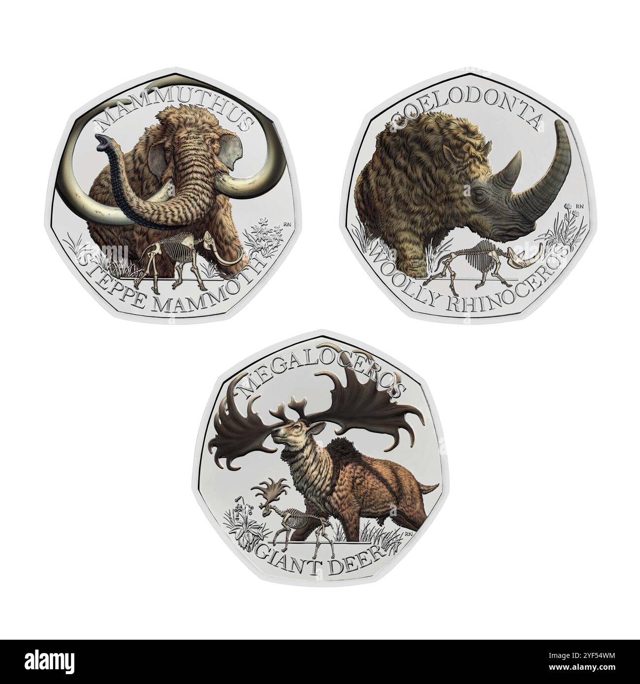 Non esclusiva: Sono state svelate le ultime monete della collezione Tales of the Earth della Royal Mint in collaborazione con il Museo di storia naturale. Foto Stock