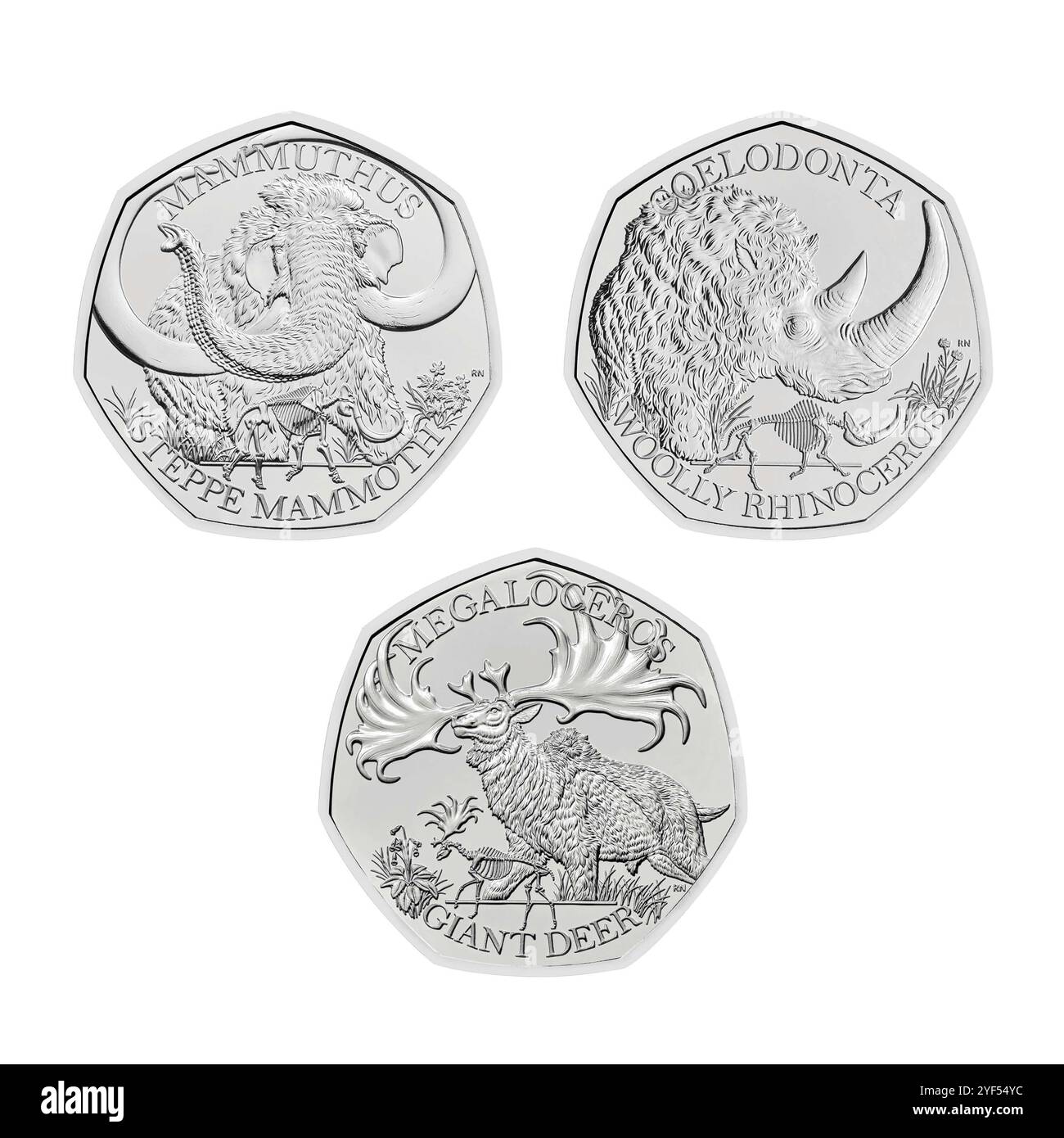 Non esclusiva: Sono state svelate le ultime monete della collezione Tales of the Earth della Royal Mint in collaborazione con il Museo di storia naturale. Foto Stock
