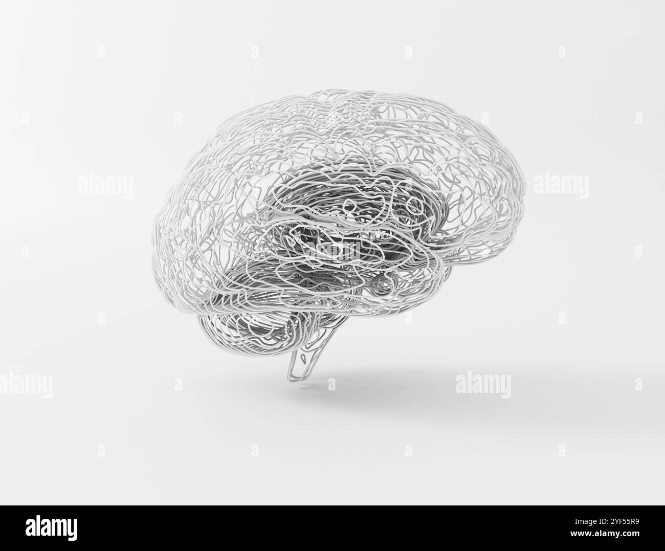 Il cervello umano astratta fili e linee dettagliati collegati, rete neurone . illustrazione 3d. Foto Stock