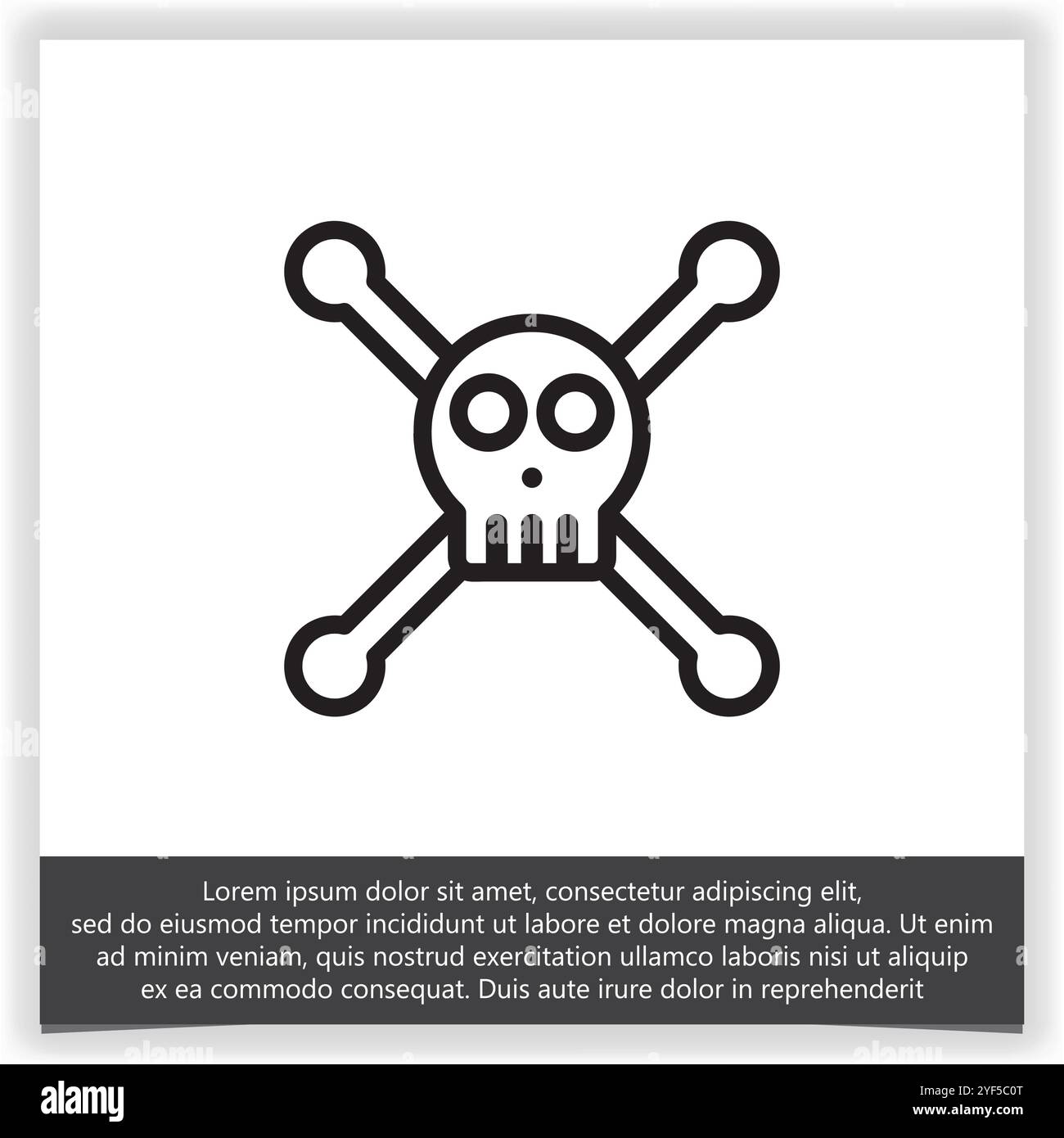 Icona del cranio vettoriale e delle ossa logo disegno simbolo grafico vettoriale Illustrazione Vettoriale