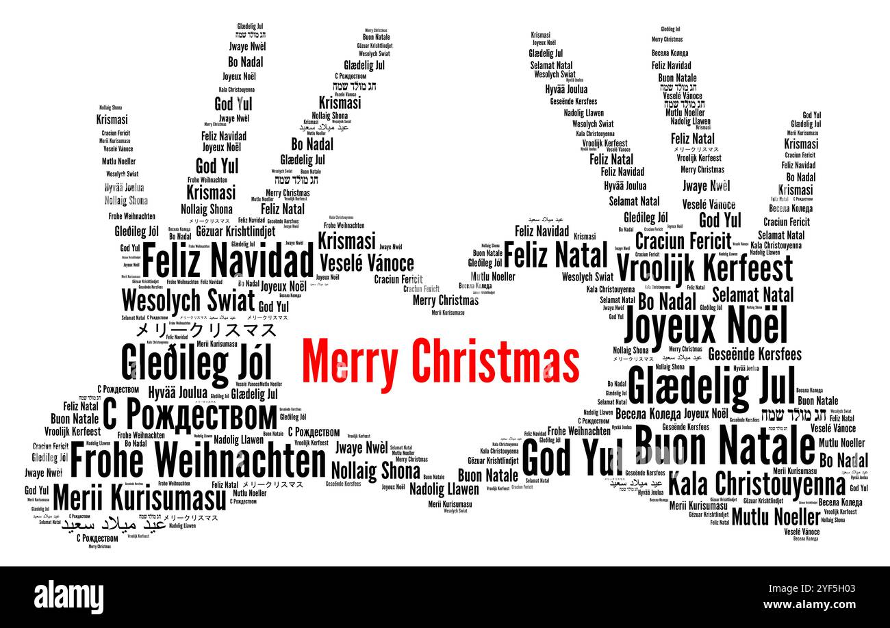 Buon Natale in diverse lingue Word cloud Concept Foto Stock