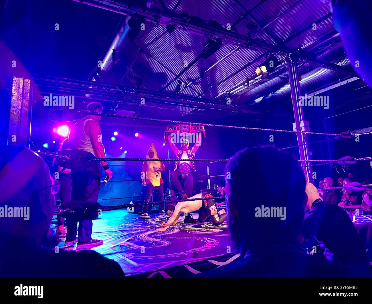 Rock n Roll Wrestling Bash nel Festsaal Kreuzberg, Berlino - Immagine stock catturata con smartphone