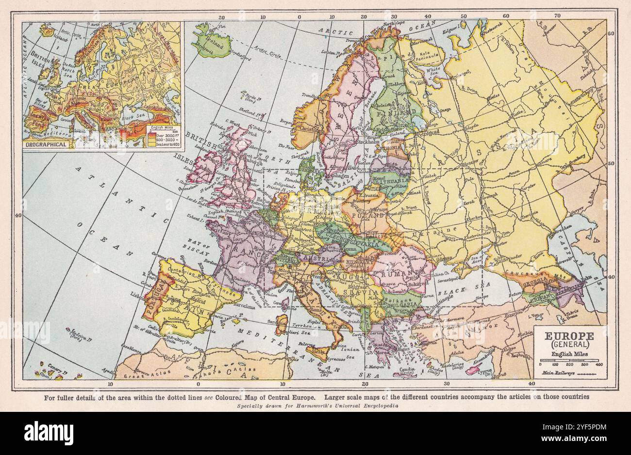 Mappa d'epoca degli anni '30. Foto Stock