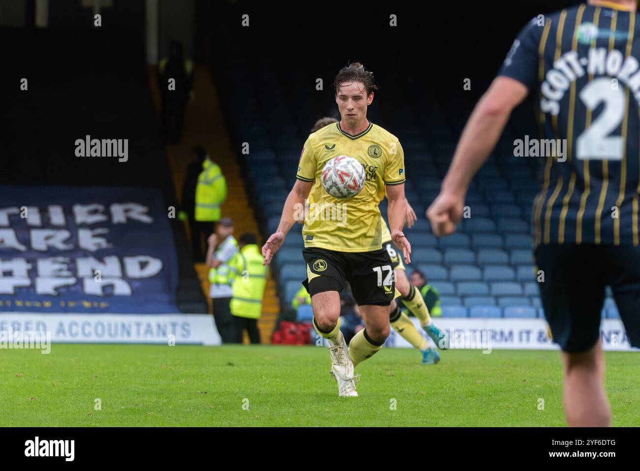 Terry Taylor gioca al Southend Utd per il Charlton Athletic nel primo turno di fa Cup al Roots Hall, Southend on Sea, Essex, Regno Unito Foto Stock